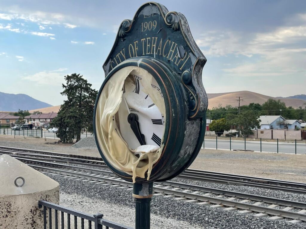 Melting Clock Outside the Tehachapi Depot Railroad Museum